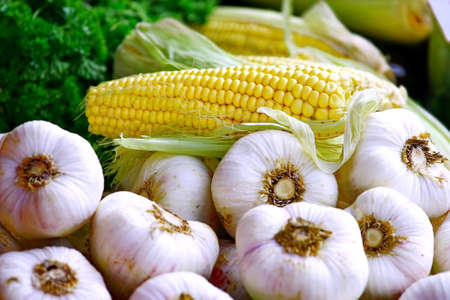 Mixed Produce. Close up fresh organic vegetablesの写真素材