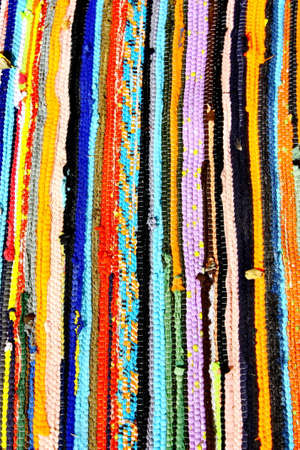 Colorful handmade striped carpets for abstract backgroundの写真素材