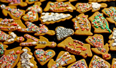 Homemade christmas cookies on a dark table