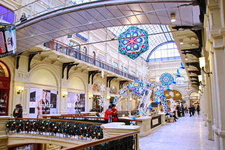 MOSCOW, RUSSIA November 21, 2018 Christmas decorations in Trade house GUMのeditorial素材