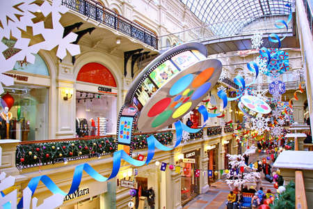 MOSCOW, RUSSIA November 21, 2018 Christmas decorations in Trade house GUMのeditorial素材