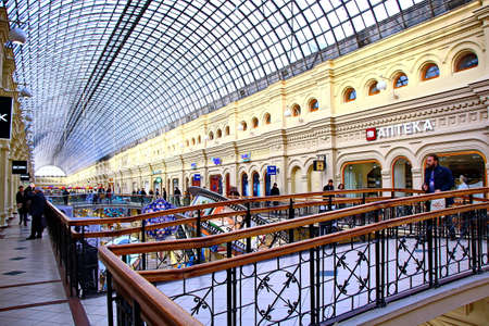 MOSCOW, RUSSIA November 21, 2018 Christmas decorations in Trade house GUMのeditorial素材