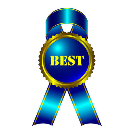 gold quality mark with a blue ribbonのイラスト素材