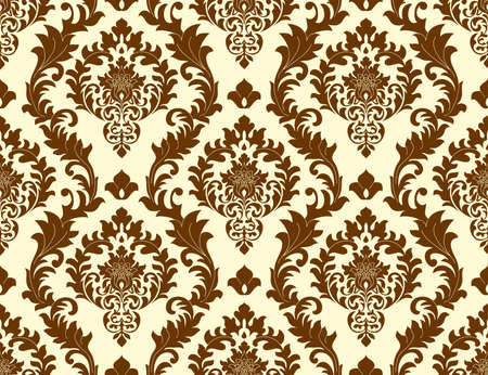 Vector seamless damask pattern as a background. Old fashioned luxurious classic baroque stamp to create wallpaper, textiles, curtains, postcards.のイラスト素材
