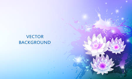 Abstract vector magic background with lotus flowers, illustration in a watercolor style.のイラスト素材