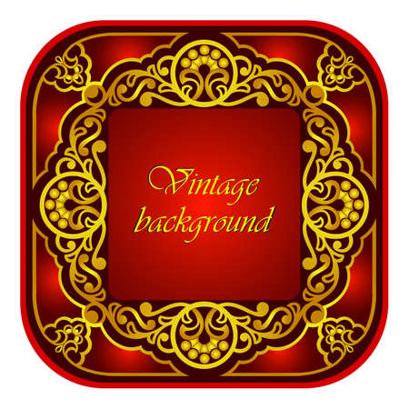 Vector decorative oriental ornamental frame with floral golden pattern in Arabian style. The luxurious royal style as a background template for creating cards, greetings, invitations.のイラスト素材