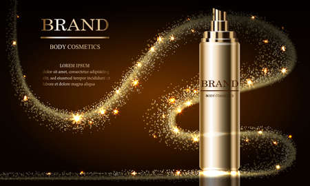 Cosmetics beauty series, mock up ads of premium spray cream for skin care vector illustrationのイラスト素材