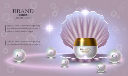 Cosmetics beauty series, premium Pearl Cream packaging for skin care.のイラスト素材