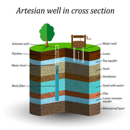 Vector of Artesian water well in cross - ID:1-95893301 - Royalty Free ...