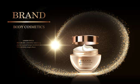 Cosmetics beauty product series, premium body cream for skin care, template for design poster, placard, presentation, banners, backgrounds, vector illustration.のイラスト素材