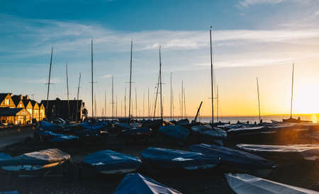 sunset in whitstable, kentの写真素材