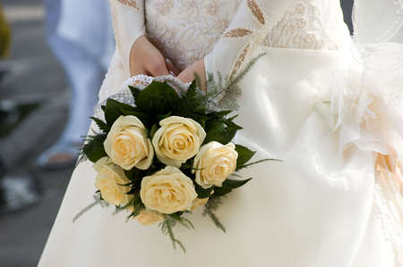 Wedding, bride, white dress, flowersの写真素材