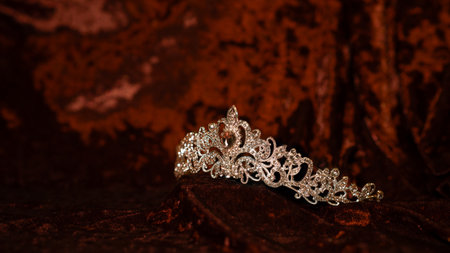 Crown, diadem on velvet. Luxury accessoryの写真素材