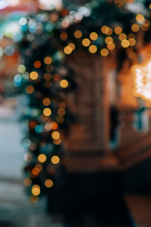 New Year eve, Christmas decoration, celebration blurred backgroundの写真素材