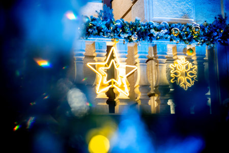 New Year eve, Christmas decoration, celebration backgroundの写真素材