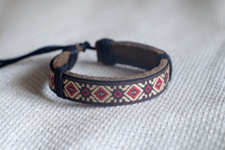 Braided hand made bracelet. Accessoryの写真素材