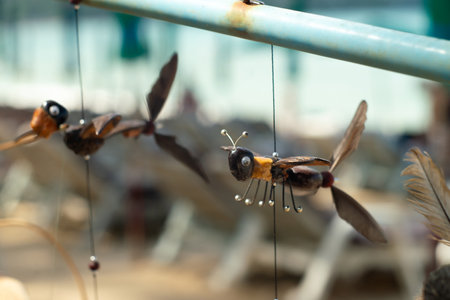 Hanging souvenirs in Phuket, Thailand, wind chimeの写真素材