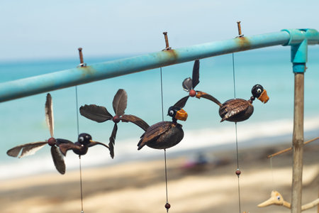 Hanging souvenirs in Phuket, Thailand, wind chimeの写真素材