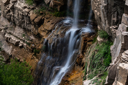 Tavaksay kanyon and waterfall. Travel to Uzbekistan.の写真素材