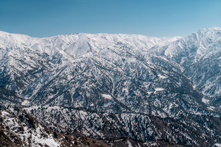 Amirsoy snowy rocks, mountains in Uzbekistanの写真素材