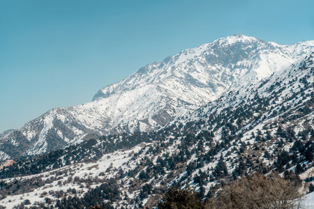 Amirsoy, Amirsay snowy rocks, mountains in Uzbekistanの写真素材