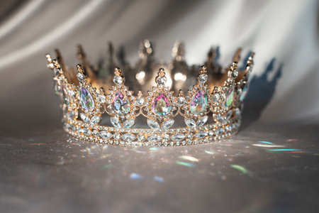 Royal golden crown with gemstones. Symbol of power and success