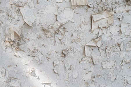 Wall with old paper advertisements. Old empty concreteの写真素材