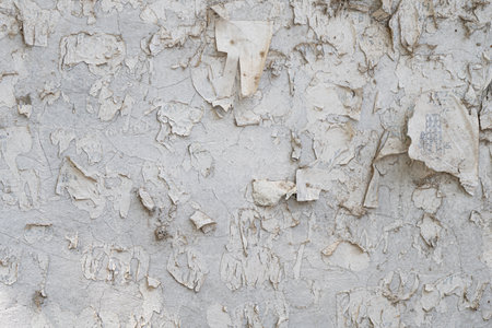 Wall with old paper advertisements. Old empty concreteの写真素材