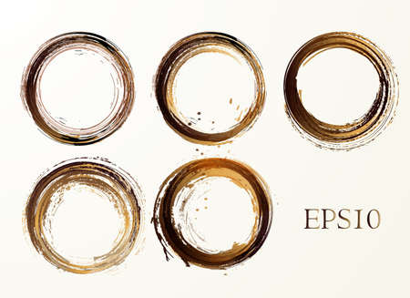 Set of coffee stains isolated on white backgroundのイラスト素材