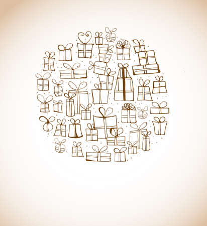 Vintage card with gift boxes.のイラスト素材