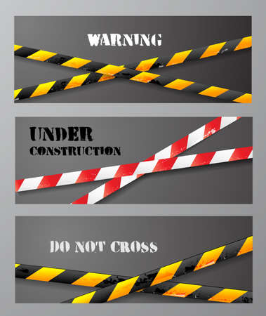 Three banners with danger tapes and place for your text.のイラスト素材