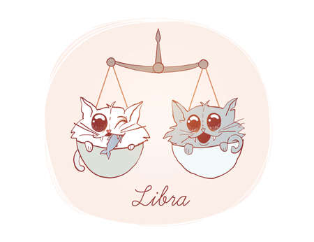 Illustration of Libra in cartoon style. Zodiac vector illustration for kids. One of 12 in collection...