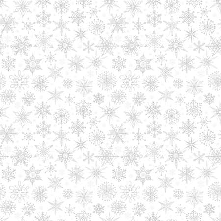 Seamless pattern with hand drawn doodle snowflakes. Can be used for wallpaper, pattern fills, textile, web page background, surface textures.のイラスト素材