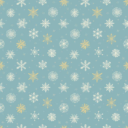 Seamless pattern with doodle snowflakes. Can be used for wallpaper, pattern fills, textile, web page...