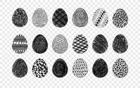 Set of doodle easter eggs. Vector illustrationのイラスト素材