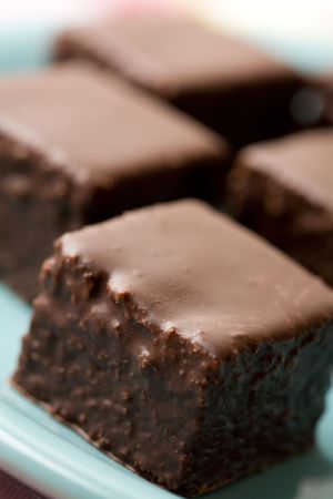 Small portions of delicious chocolate cake on a plateの写真素材