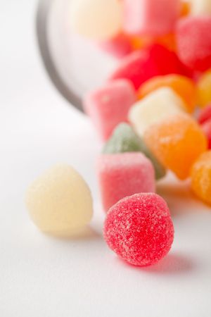 Delicious colorful candy on a white backgroundの写真素材