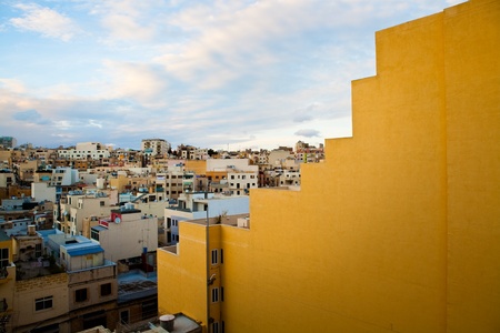 Beautiful sunset in winter. City of Sliema, Maltaの写真素材