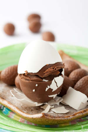 Close-up of delicious chocolate Easter eggs. Studio shot.