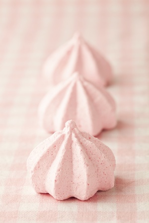 Close-up of delicious pink meringue. Studio shot.の写真素材