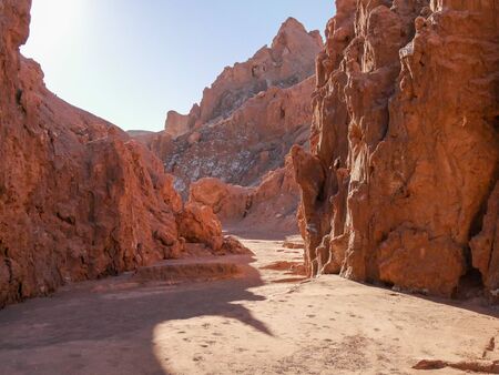 valle de la luna, san pedro chile. red dessert with sunlightの写真素材