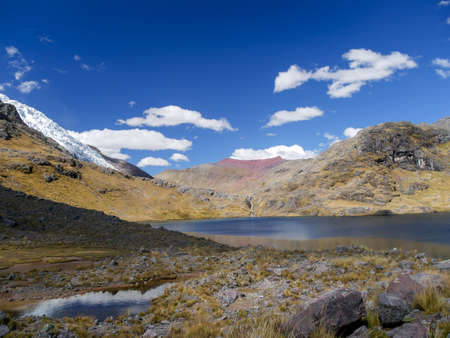 View on the mountains of Peru on the ausangate trekの写真素材