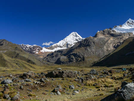 View on the mountains of Peru on the ausangate trekの写真素材