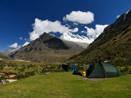 cordillera blanca trail huayhuash, overnight campingの写真素材
