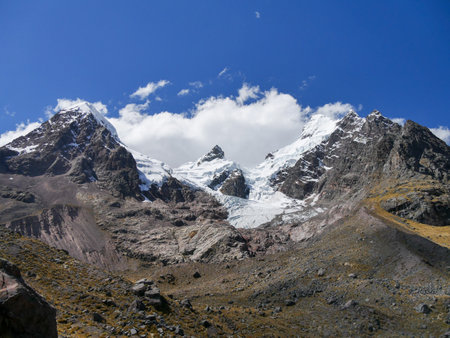 View on the mountains of Peru on the ausangate trekの写真素材
