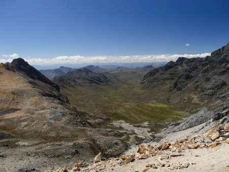 View on the mountains of Peru on the ausangate trekの写真素材