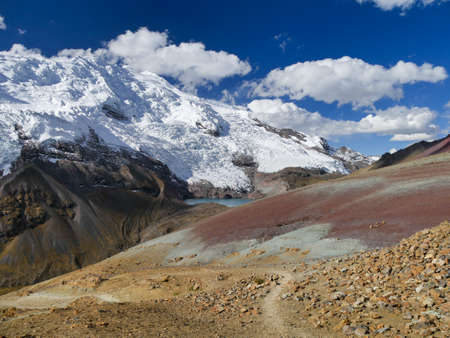 View on the mountains of Peru on the ausangate trekの写真素材