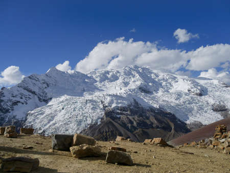 View on the mountains of Peru on the ausangate trekの写真素材
