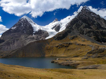 View on the mountains of Peru on the ausangate trekの写真素材