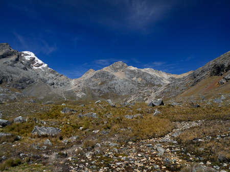 View on the mountains of Peru on the ausangate trekの写真素材